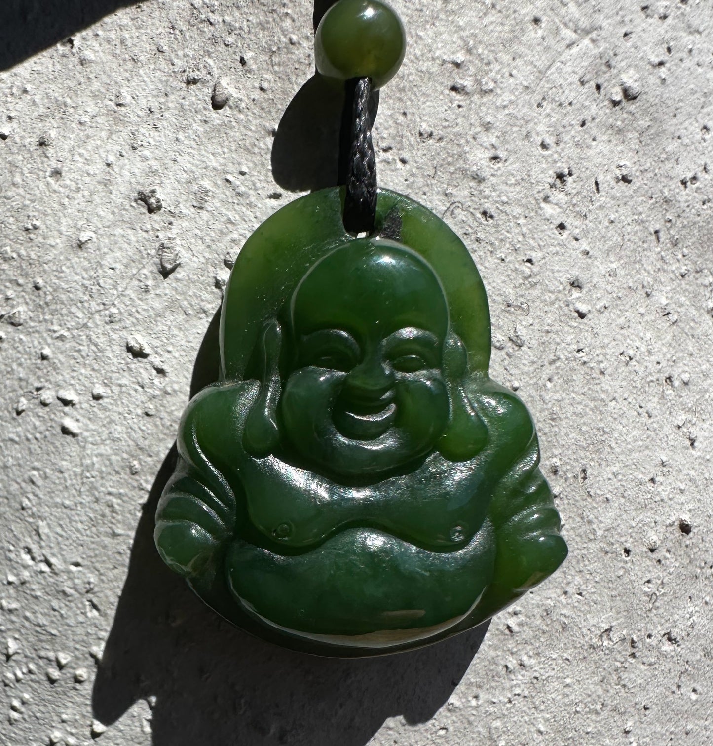 Happy Buddha Jade Pendant – 26mm Green Gemstone Necklace