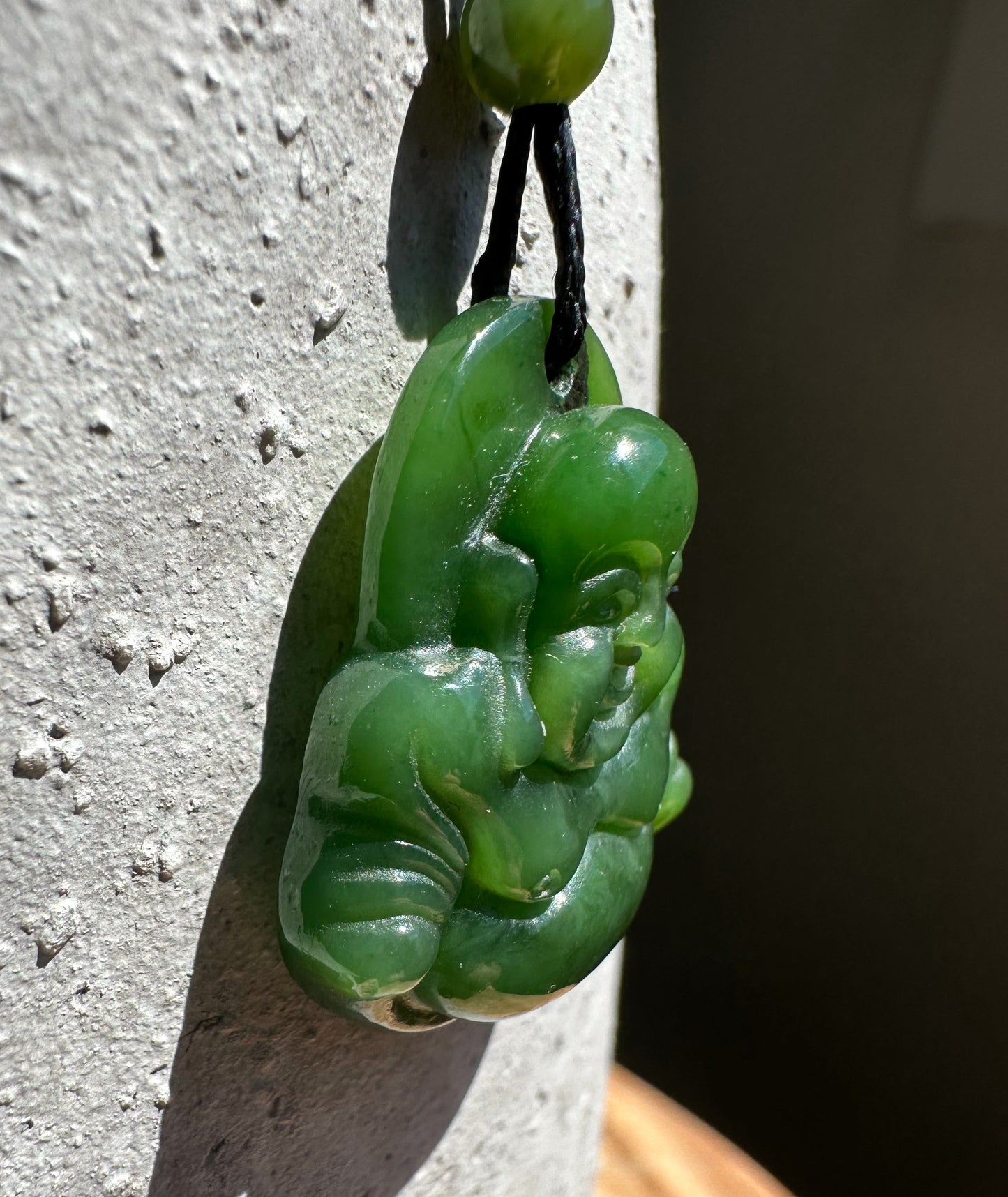 Happy Buddha Jade Pendant – 26mm Green Gemstone Necklace