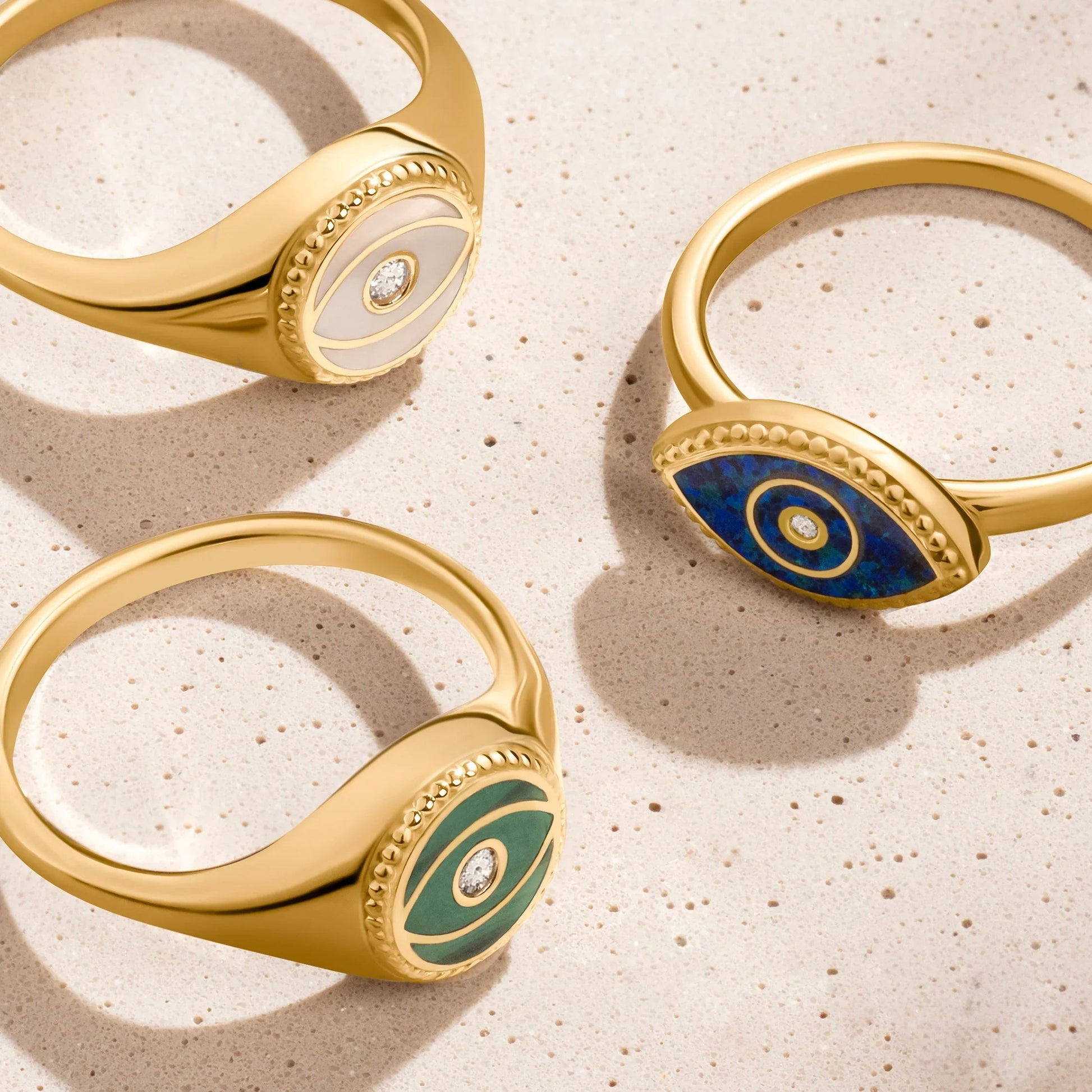 Success Enhancer Evil Eye Mother of Pearl Ring – Rings - Womens