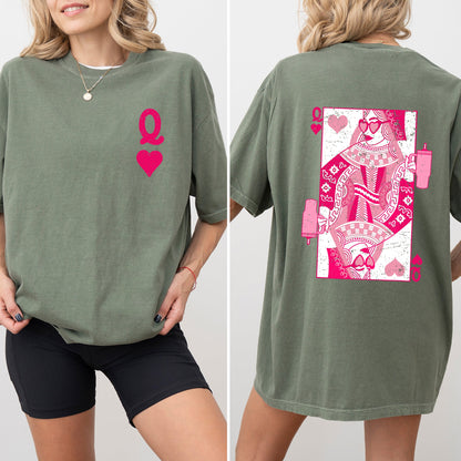 Queen of Hearts Comfort Colors T-Shirt – Vintage – Moss T-Shirt