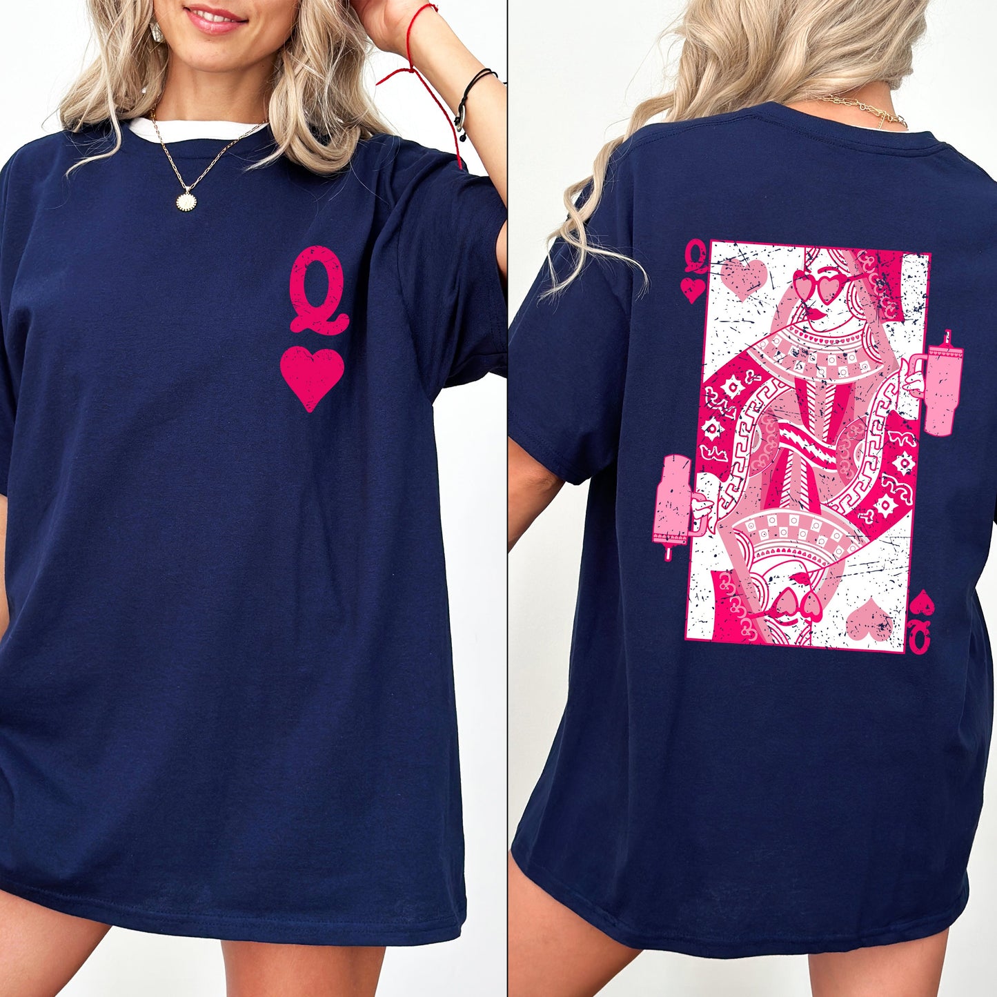 Queen of Hearts Comfort Colors T-Shirt – Vintage – Navy T-Shirt