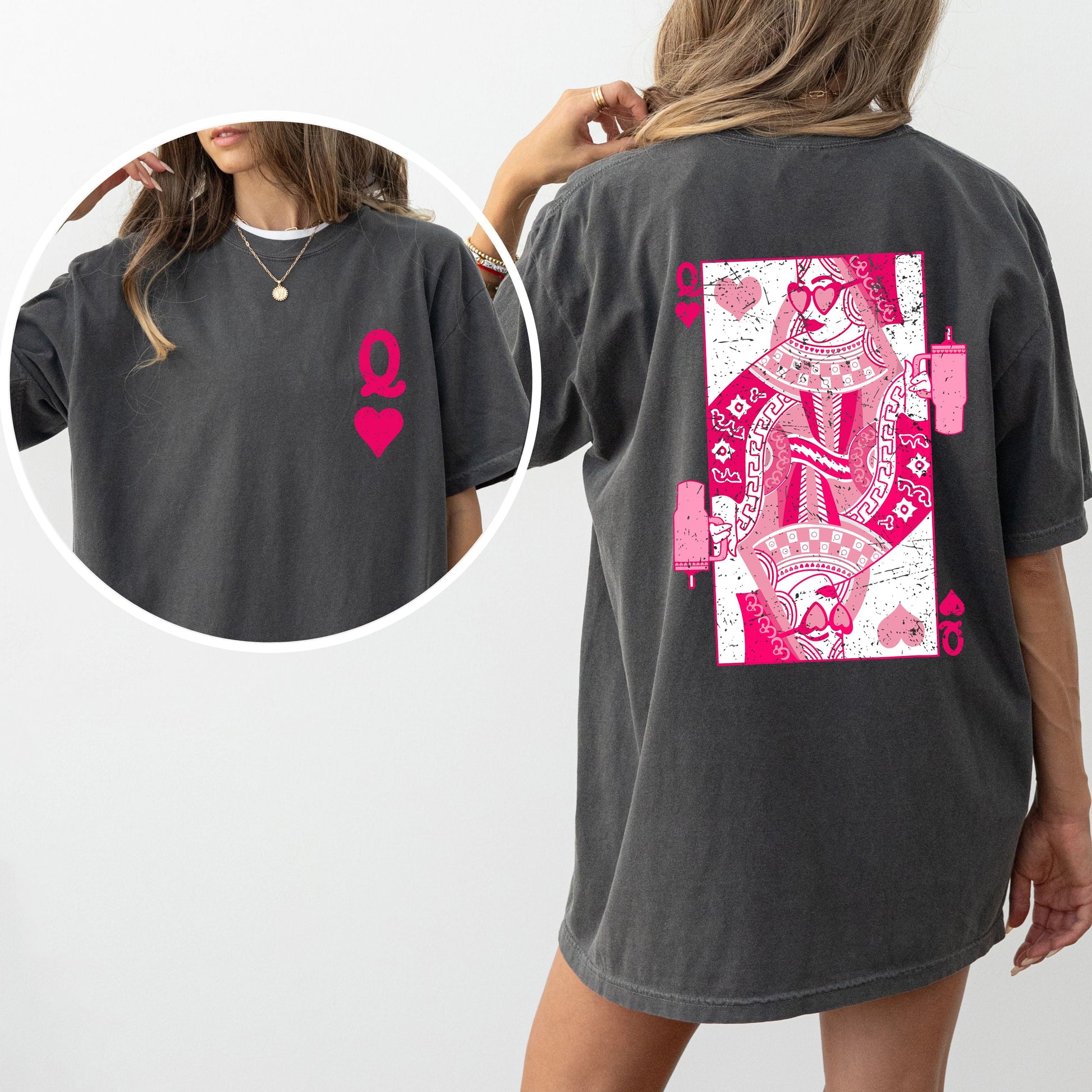 Queen of Hearts Comfort Colors T-Shirt – Vintage – Pepper T-Shirt