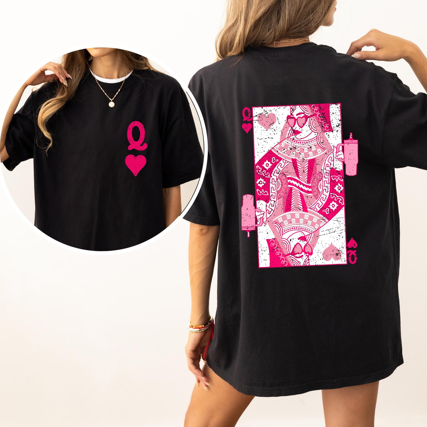 Queen of Hearts Comfort Colors T-Shirt – Vintage – Black T-Shirt