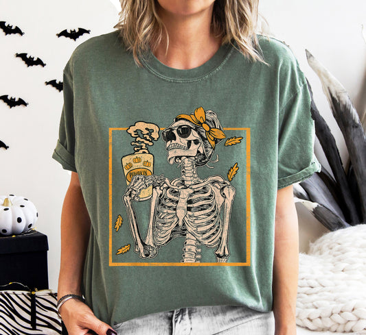 Coffee Lover Skeleton - Comfort Colors Tshirt