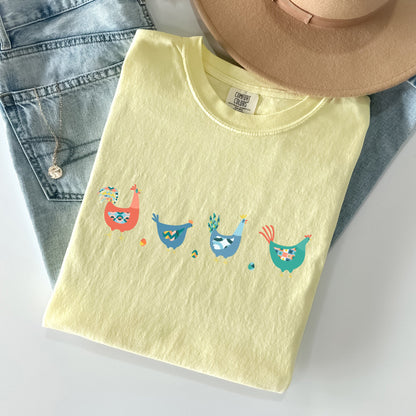Easter Chickens and Eggs Comfort Colors T-Shirt | Spring Graphic Tee | Unisex Vintage Soft Cotton – Butter T-Shirt