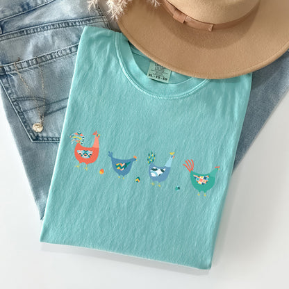 Easter Chickens and Eggs Comfort Colors T-Shirt | Spring Graphic Tee | Unisex Vintage Soft Cotton – Chalky Mint T-Shirt