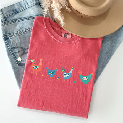 Easter Chickens and Eggs Comfort Colors T-Shirt | Spring Graphic Tee | Unisex Vintage Soft Cotton – Watermelon T-Shirt