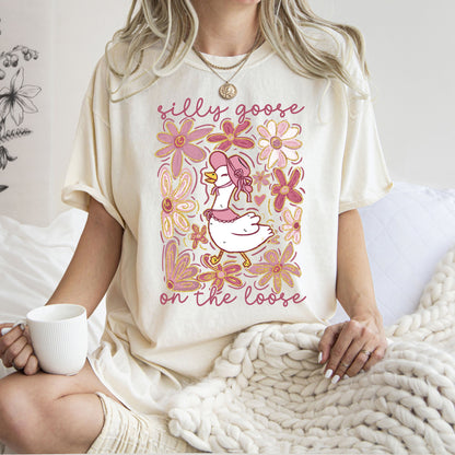 Silly Goose on the Loose T-Shirt | Funny Spring Boho Shirt for Women – Ivory Cream T-Shirt