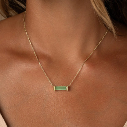 Harmonious Path Jade Inlay Gold Necklace – Necklaces - Womens