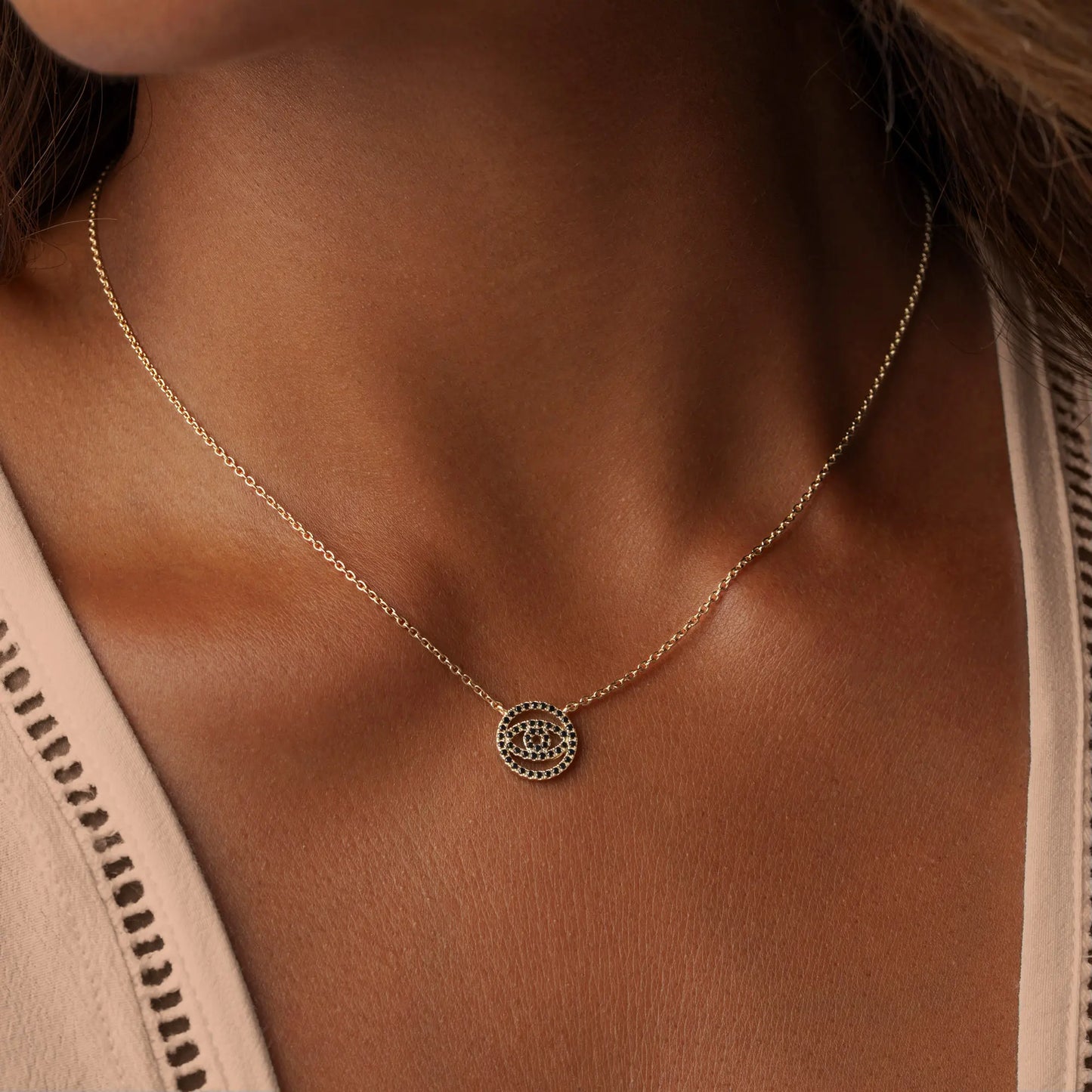 Obsidian Grace Evil Eye Necklace – Necklaces - Womens