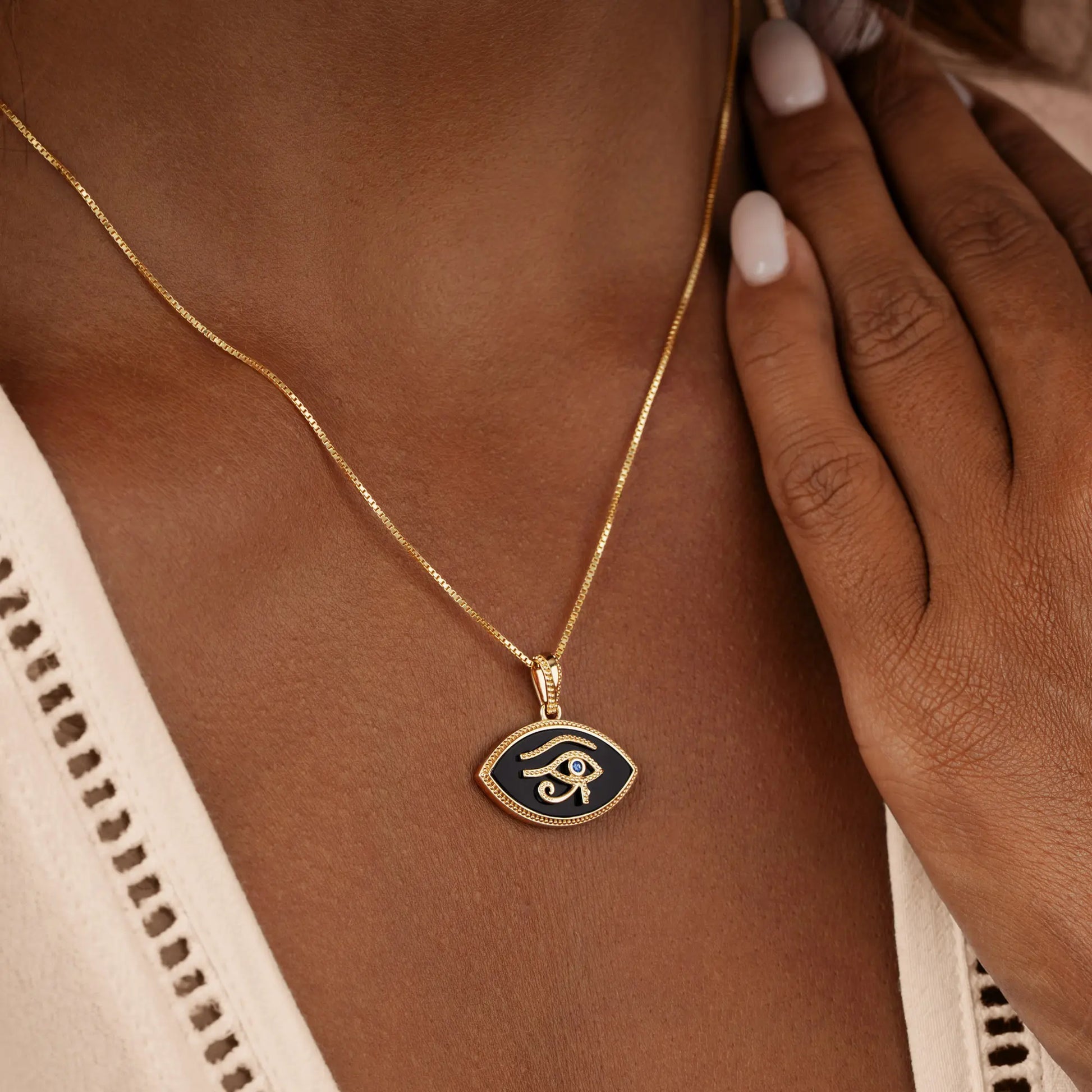 Sacred Gaze Eye of Horus Gold Necklace – Necklaces - Womens