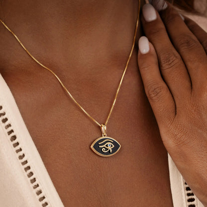 Sacred Gaze Eye of Horus Gold Necklace – Necklaces - Womens