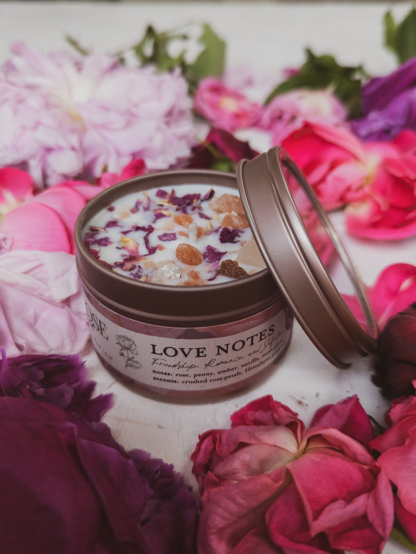 Rose + Pink Salt 4oz Tin Candle