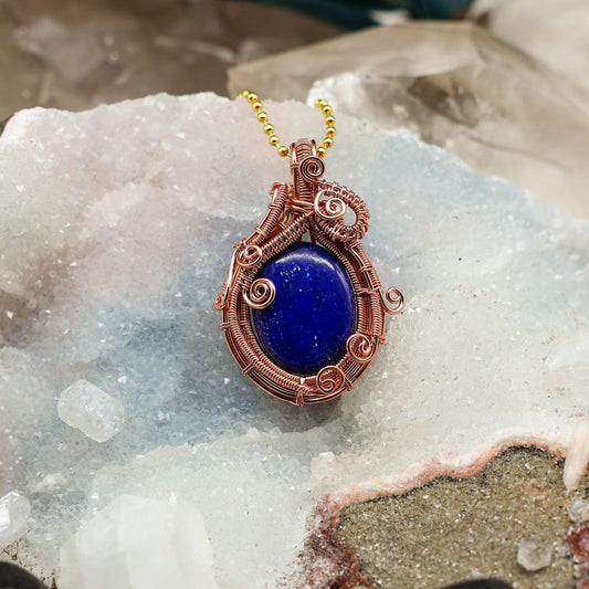 Lapis Lazuli Wire Wrap Crystal Pendant