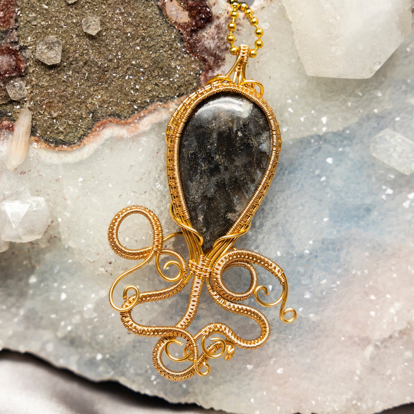 Larvikite "Calamari" Wire Wrap Crystal Pendant – Wire Wraps