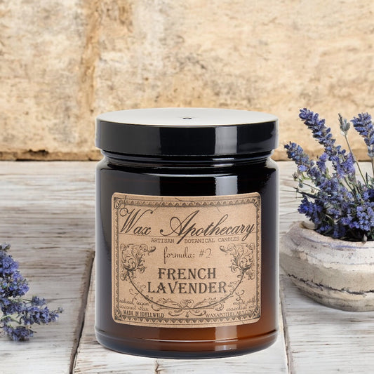 6 oz Botanical Candle in Amber Glass Jar - French Lavender – Candle