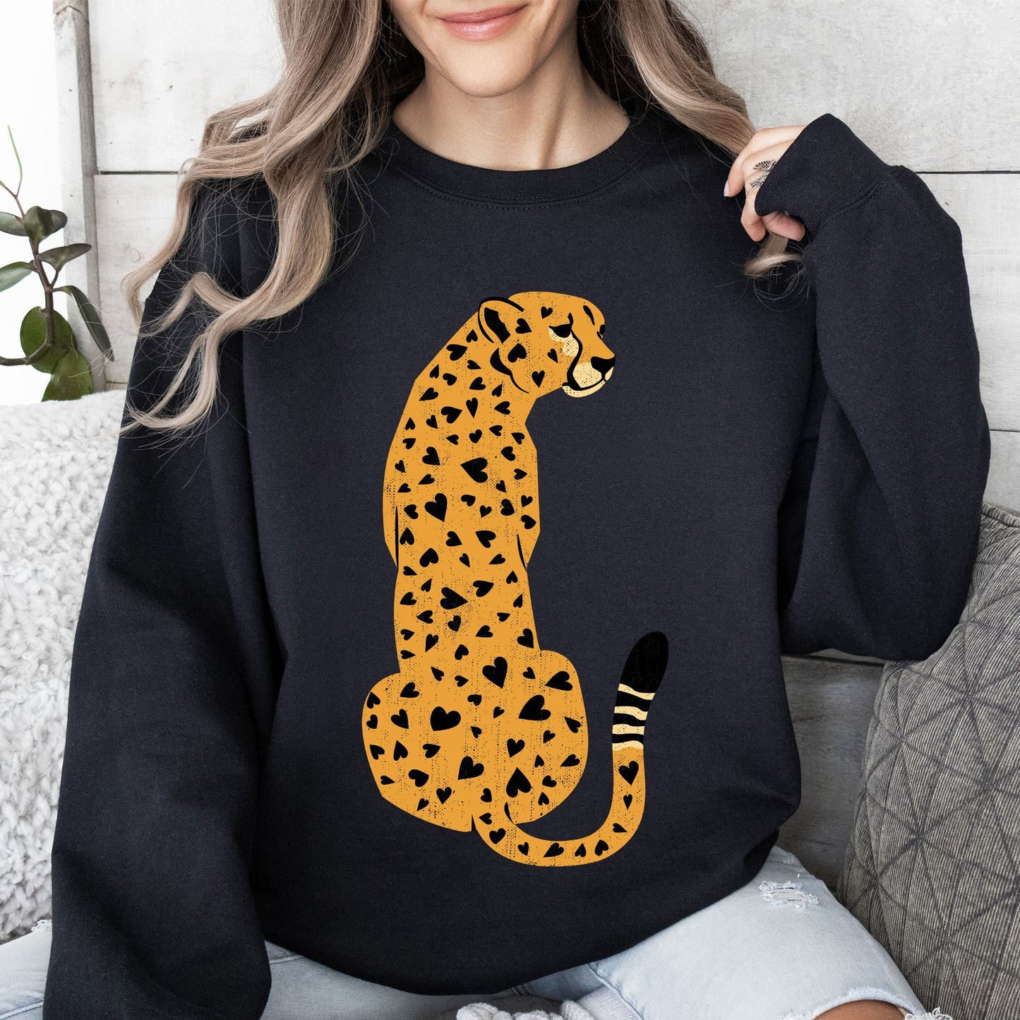 Leopard, Heart Spots, Valentine's Day Sweatshirt
