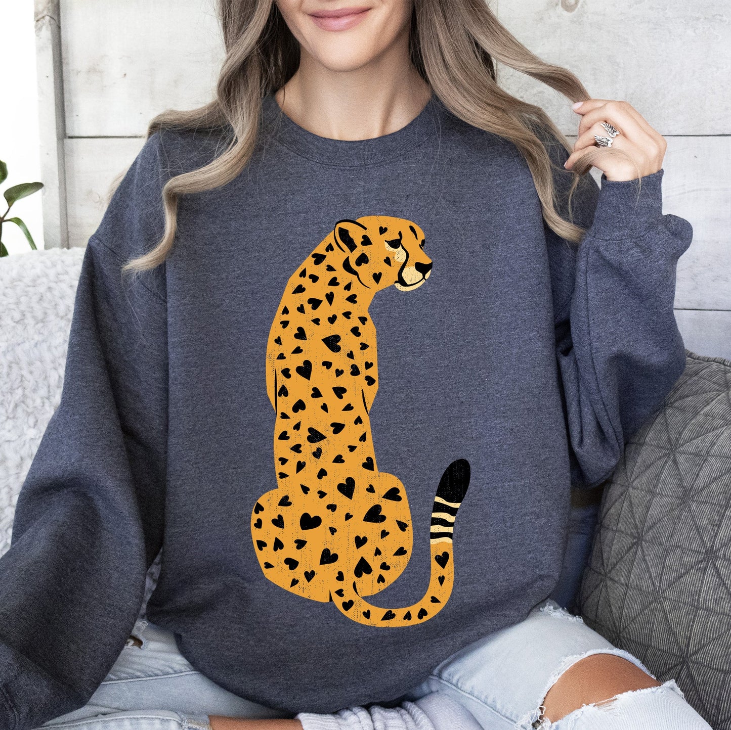 Leopard, Heart Spots, Valentine's Day Sweatshirt