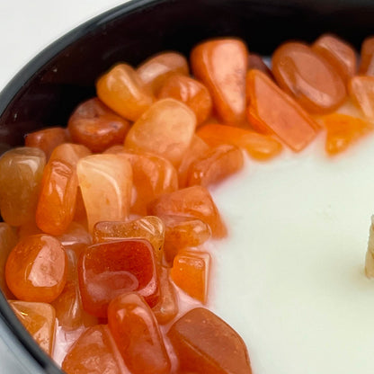 Sacral Chakra Crystal Candle with Peach Aventurine | Coconut-Soy Wax Candle, 9oz