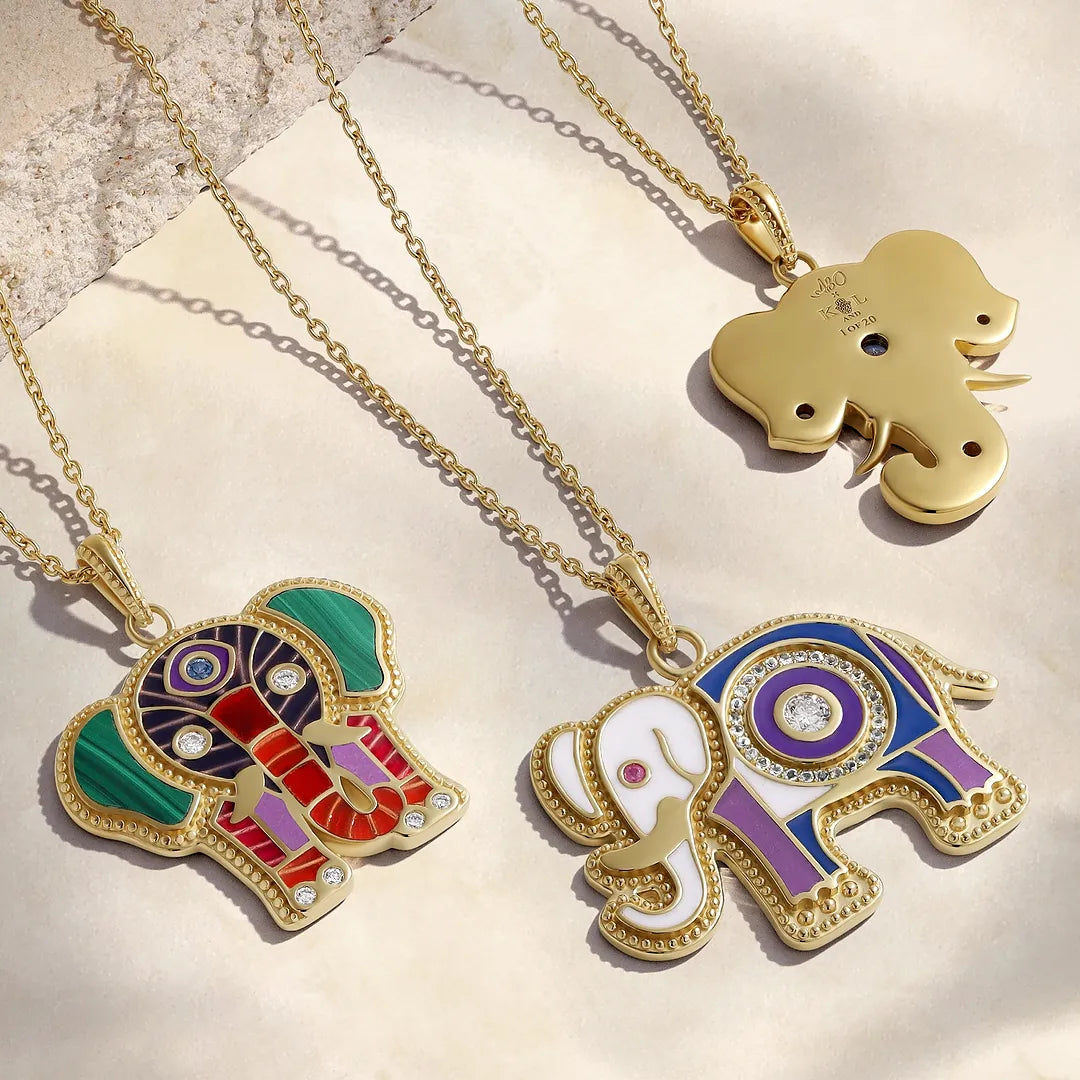 Majestic Wisdom Elephant Multi-Gemstone Necklace – Necklaces - Womens