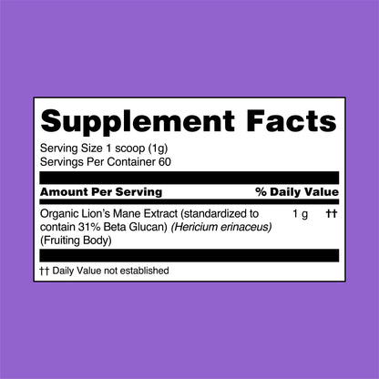 Lion's Mane Mushroom Extract Powder – 14,000mg Triple-Extract for Focus