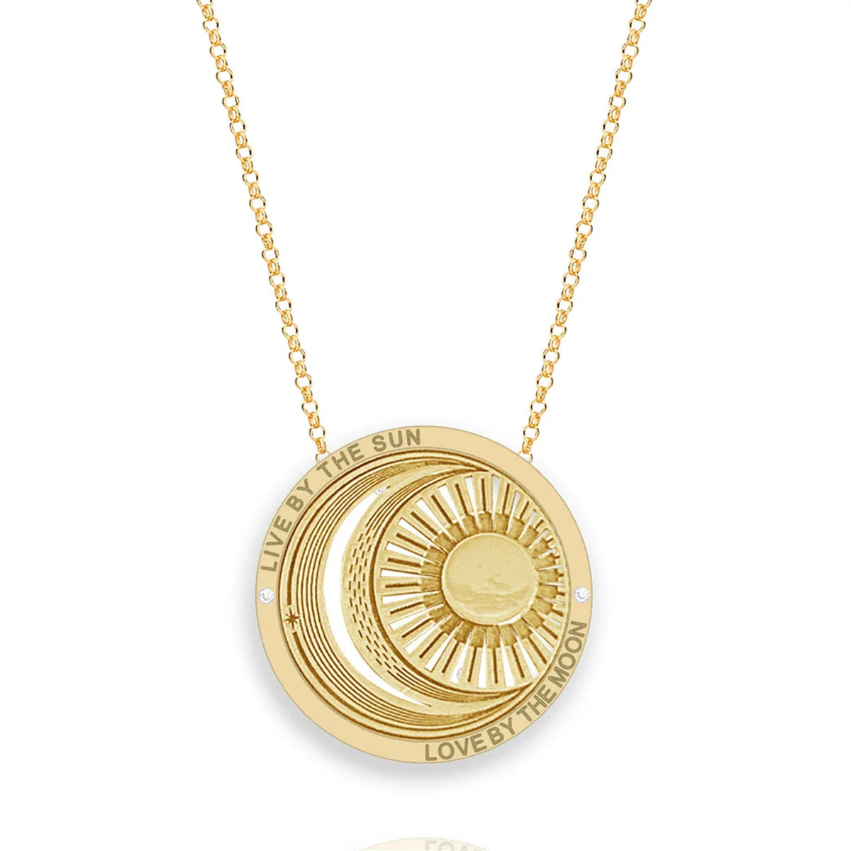 Gold Boho Design Necklaces – Big Sun and Moon necklace