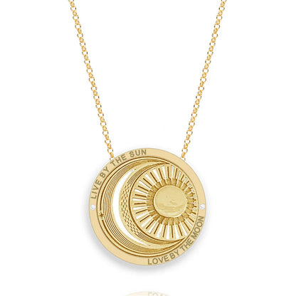 Gold Boho Design Necklaces – Big Sun and Moon necklace