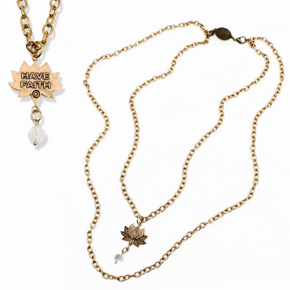 Have Faith Essential Necklace – Lotus Flower Antique Gold essential