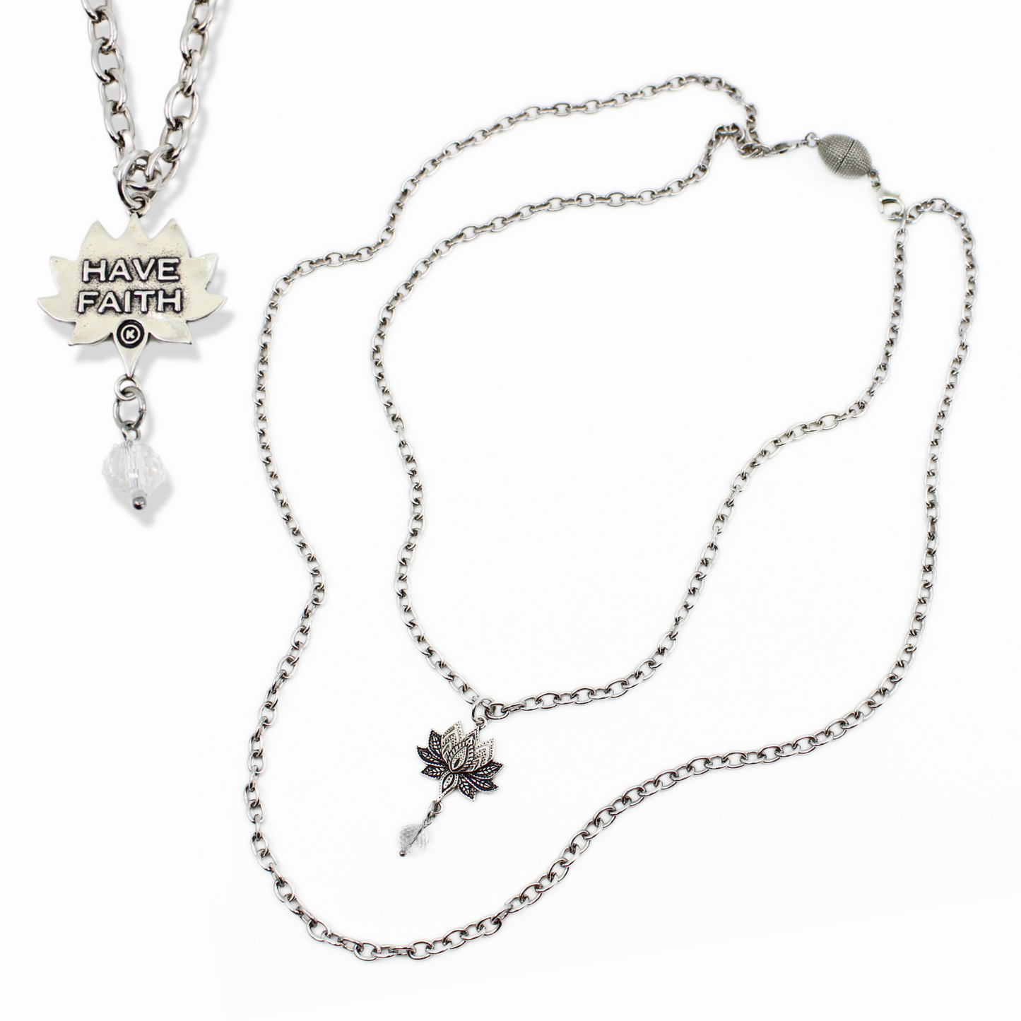 Have Faith Essential Necklace – Lotus Flower Silver essential