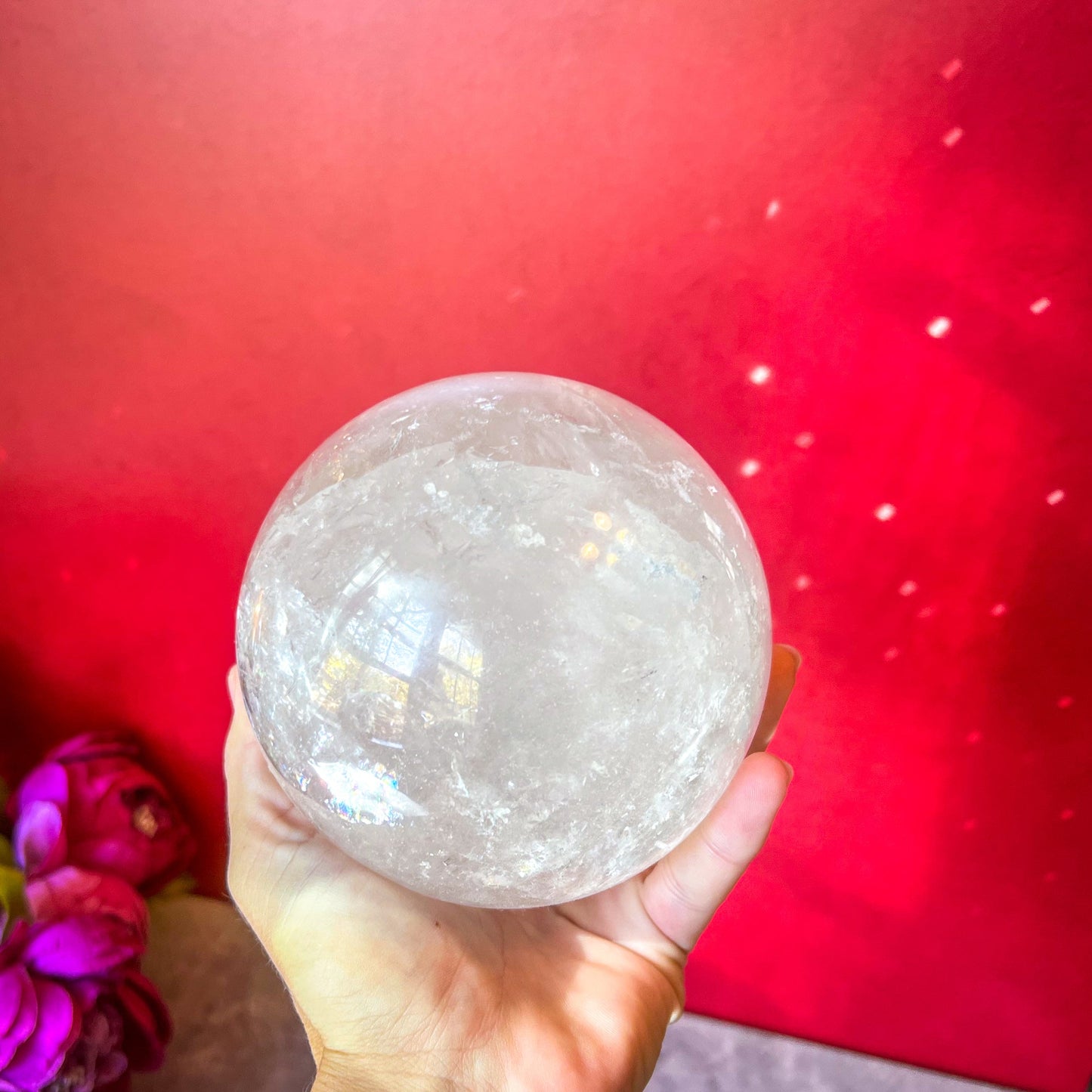 Rainbow Quartz Sphere – 4.5" Crystal Ball with Stand (1864g) –