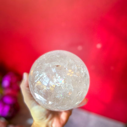Rainbow Quartz Sphere – 4.5" Crystal Ball with Stand (1864g) –