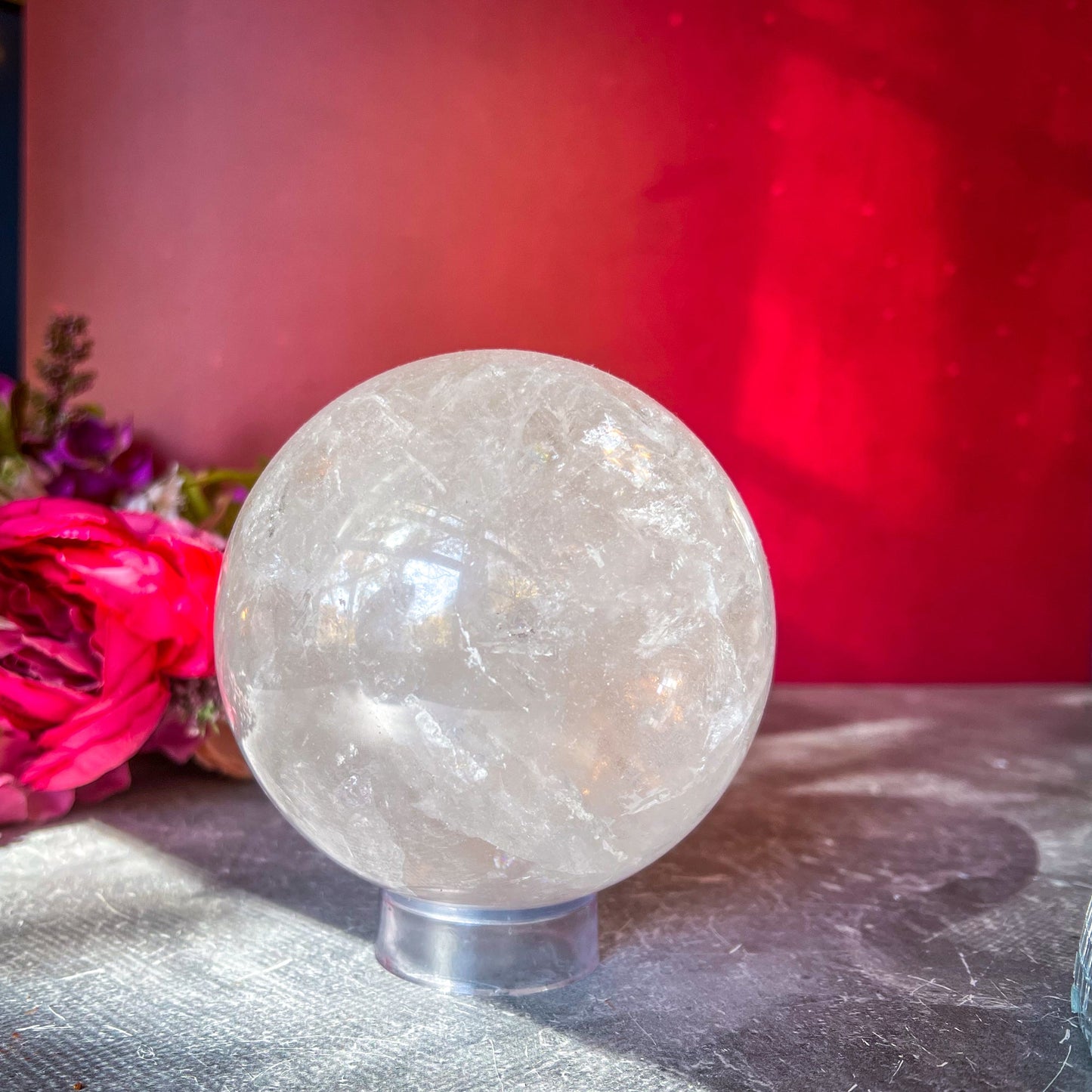 Rainbow Quartz Sphere – 4.5" Crystal Ball with Stand (1864g) –