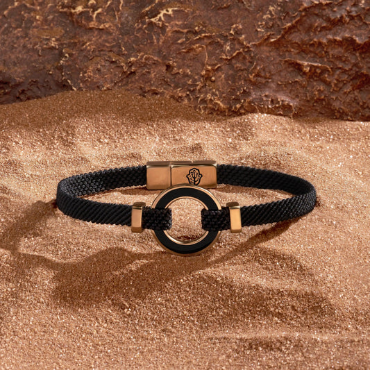 Constant Protection Black Onyx Karma Circle Men’s Black String Bracelet