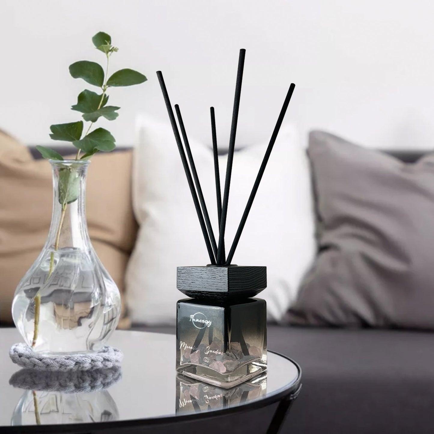 Moonlight Garden Crystal-Enhanced Reed Oil Diffuser, 3oz/100ml