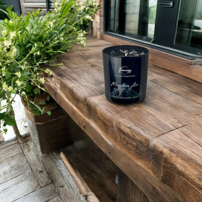 Mountain Air Crystal Candle with Garnet, Obsidian & Quartz | Coconut-Soy Wax Candle, 9oz