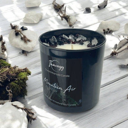 Mountain Air Crystal Candle with Garnet, Obsidian & Quartz | Coconut-Soy Wax Candle, 9oz