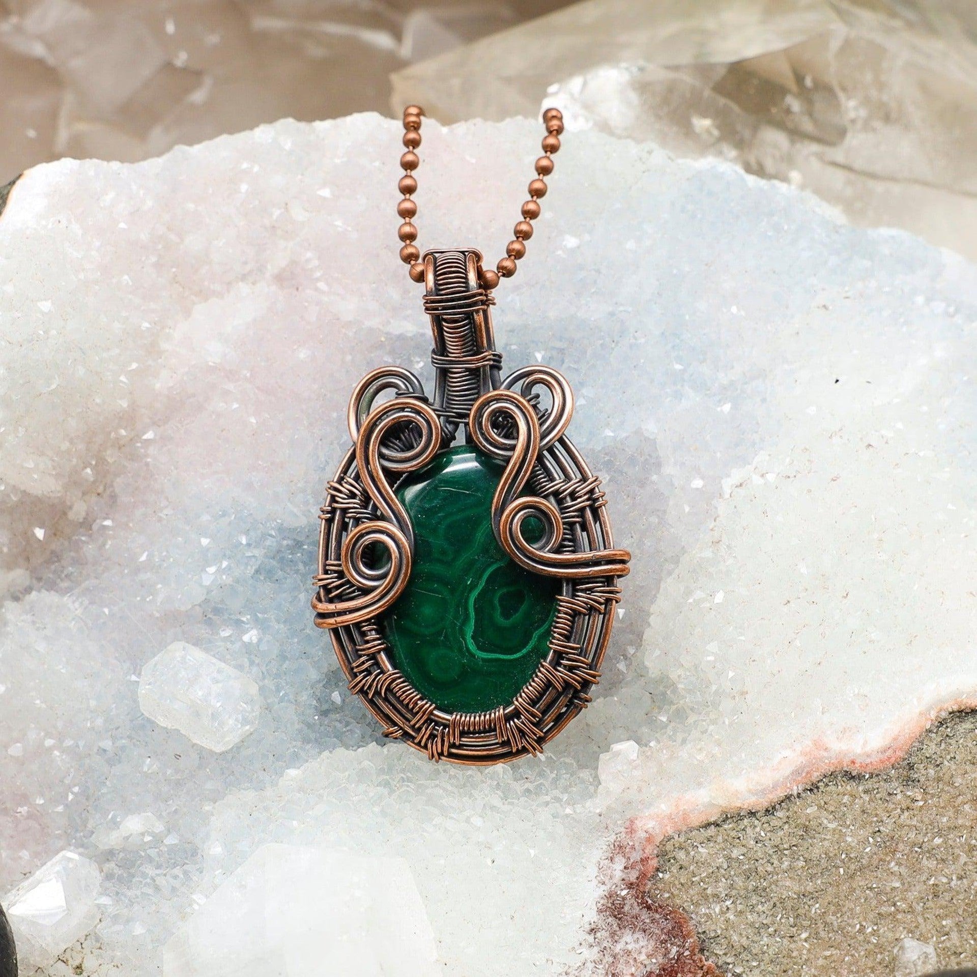 Malachite Wire Wrap Crystal Pendant – Wire Wraps
