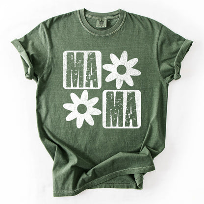 Mama, Minimalist, Graphic, Flowers, Mother's Day Tshirt Comfort Colors T-Shirt – Moss Green T-Shirt