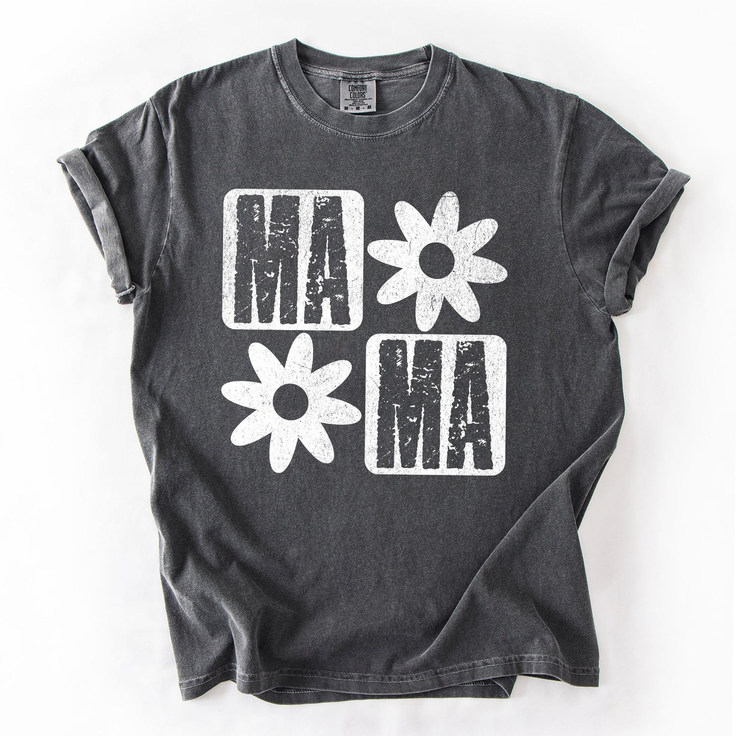 Mama, Minimalist, Graphic, Flowers, Mother's Day Tshirt Comfort Colors T-Shirt – Pepper Dark Gray T-Shirt