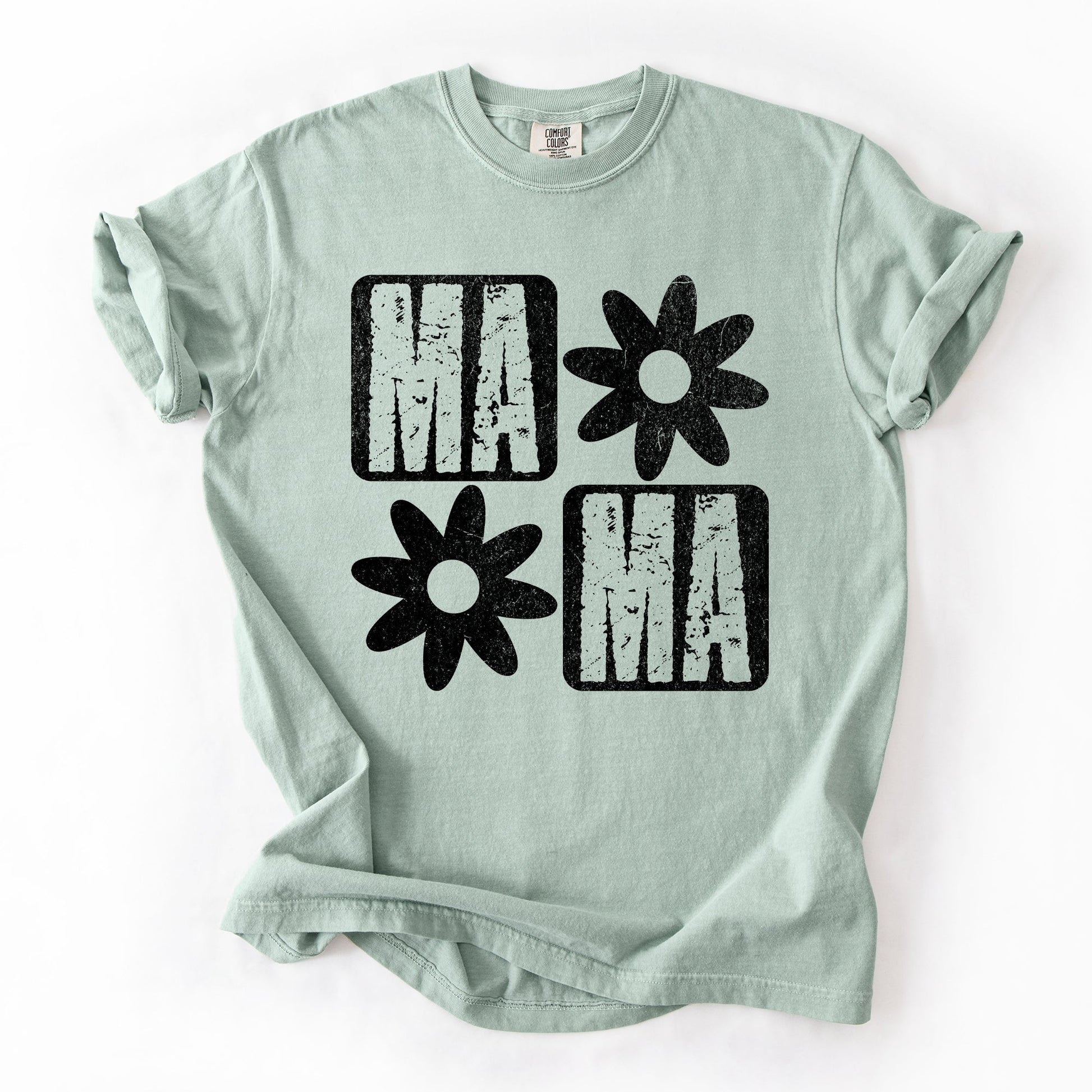 Mama, Minimalist, Graphic, Flowers, Mother's Day Tshirt Comfort Colors T-Shirt – Bay Sage T-Shirt
