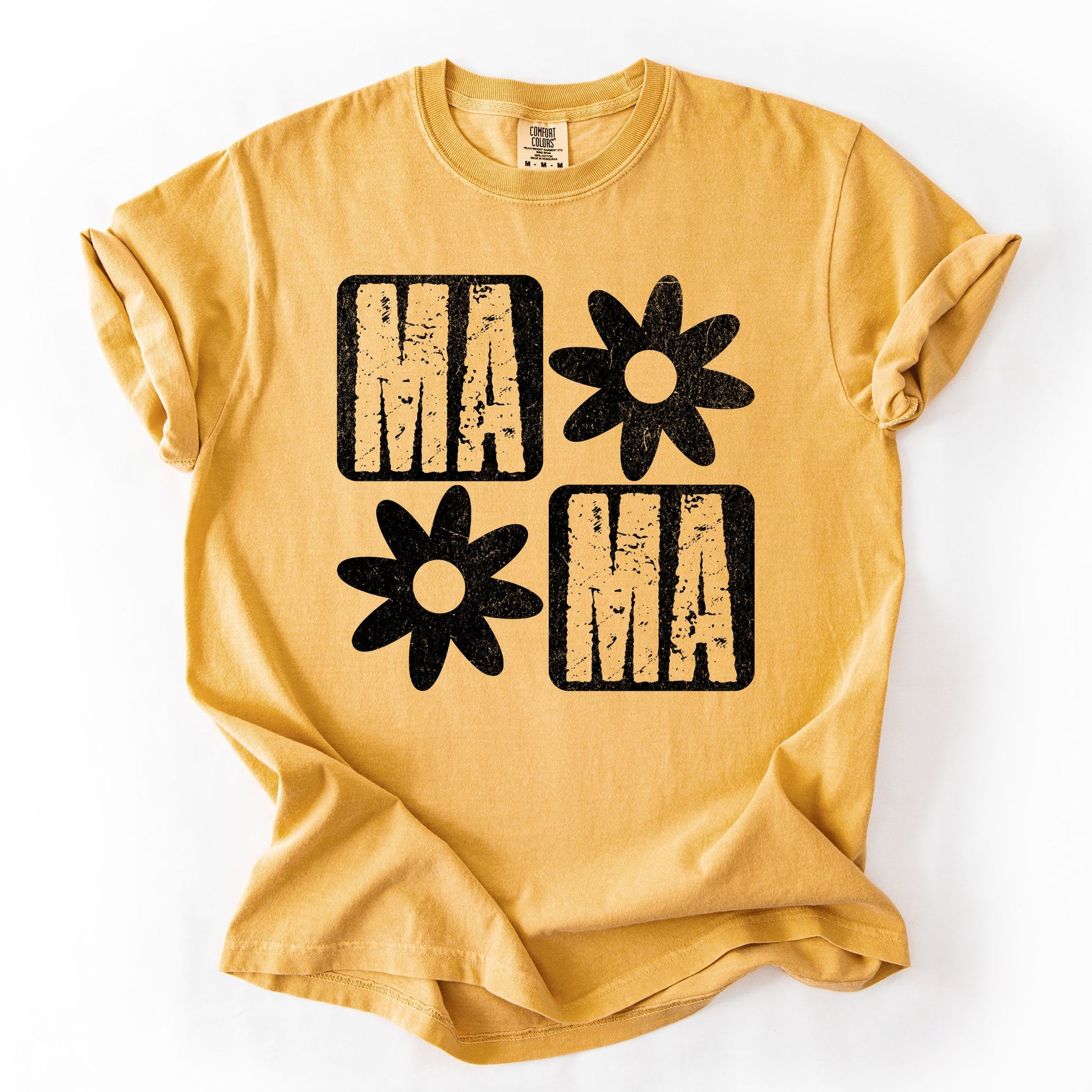 Mama, Minimalist, Graphic, Flowers, Mother's Day Tshirt Comfort Colors T-Shirt – Mustard T-Shirt