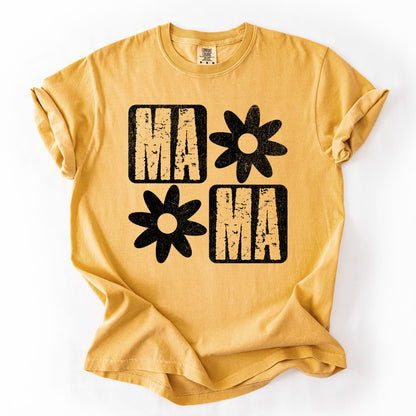 Mama, Minimalist, Graphic, Flowers, Mother's Day Tshirt Comfort Colors T-Shirt – Mustard T-Shirt