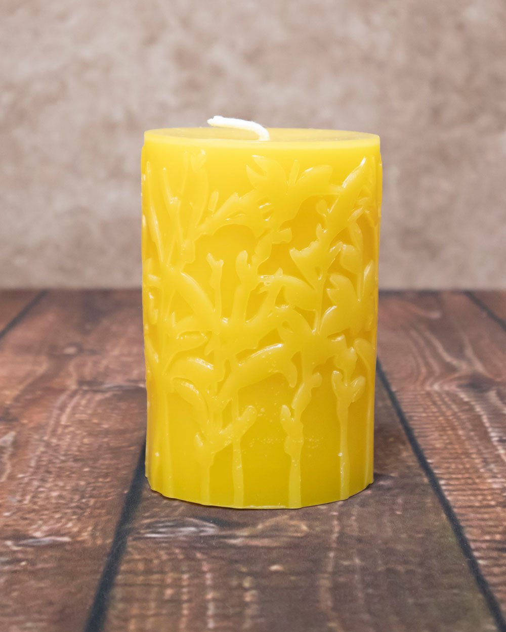Wild Meadow Beeswax Pillar Candle - 4" – Embossed