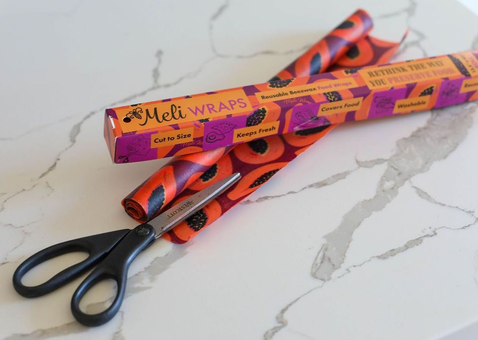 BULK ROLL Beeswax Wrap - Purple Papaya Print