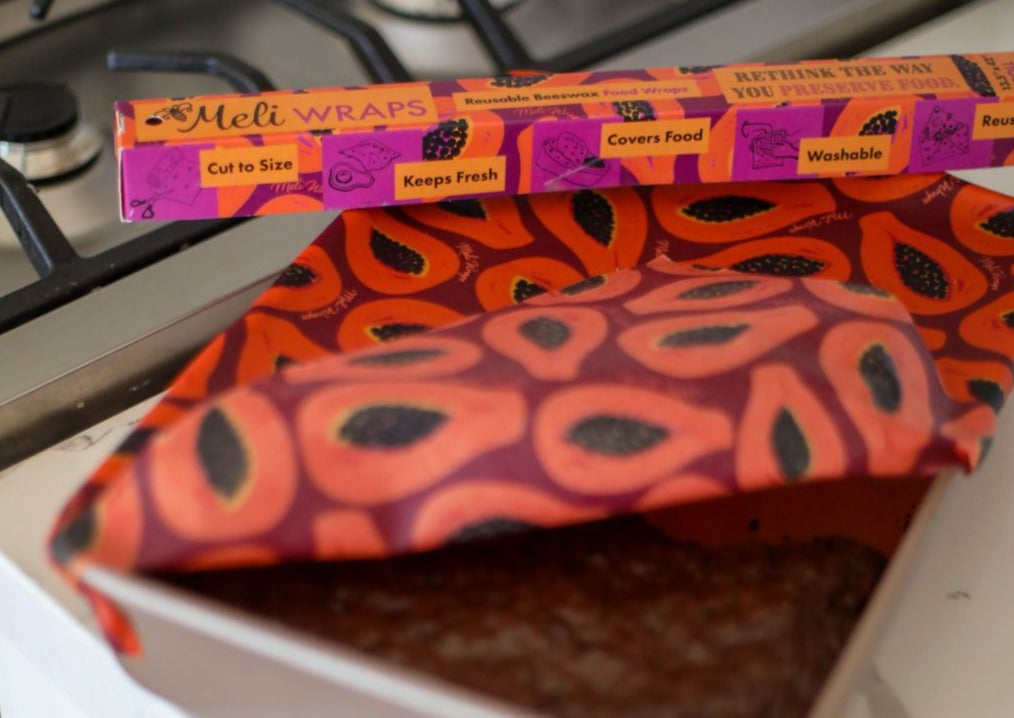 BULK ROLL Beeswax Wrap - Purple Papaya Print
