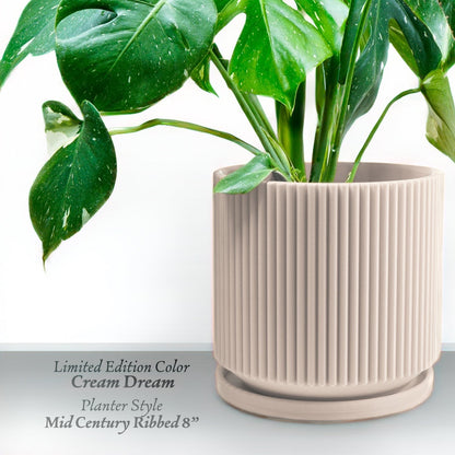 Mid-Century Ribbed Planter | 3D Printed Modern Plant Pot – Pots & Planters