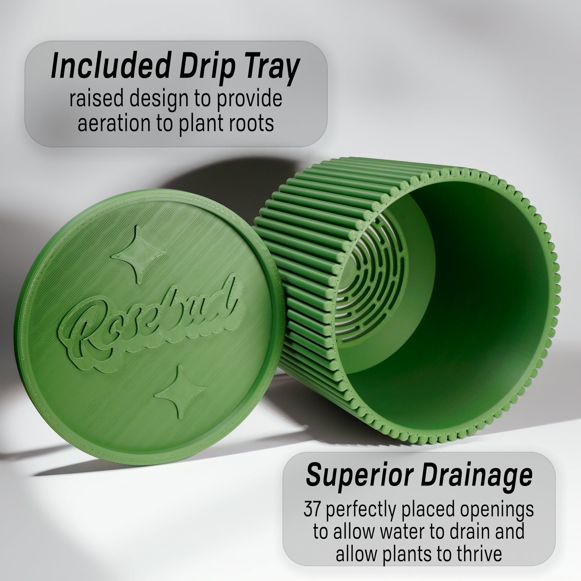 Mid-Century Ribbed Planter | 3D Printed Modern Plant Pot – Pots & Planters