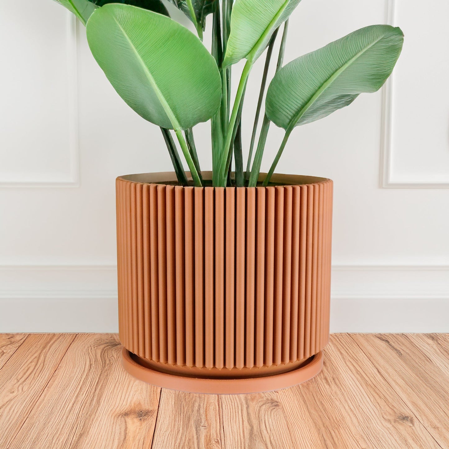 Mid-Century Ribbed Planter | 3D Printed Modern Plant Pot – Purple Pots & Planters