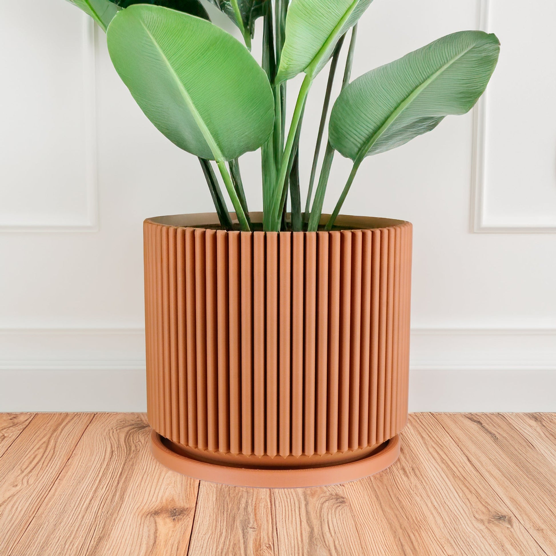 Mid-Century Ribbed Planter | 3D Printed Modern Plant Pot – Purple Pots & Planters