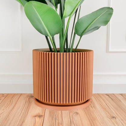 Mid-Century Ribbed Planter | 3D Printed Modern Plant Pot – Purple Pots & Planters